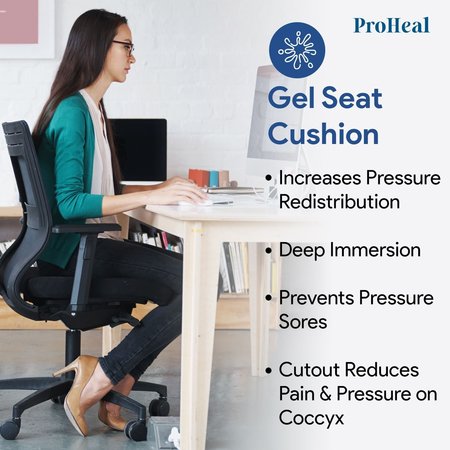 Proheal Gel Infused Foam Wheelchair Seat Cushion w/ Coccyx Cutout -30 x 20" x3” PH-74017CX